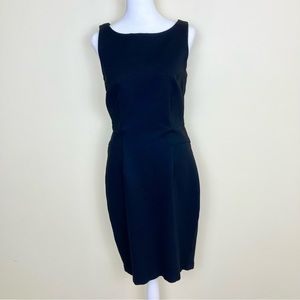 Ann Taylor Bodycon Style Modern Little Black Dress Boat Neck Below Knee Size 8